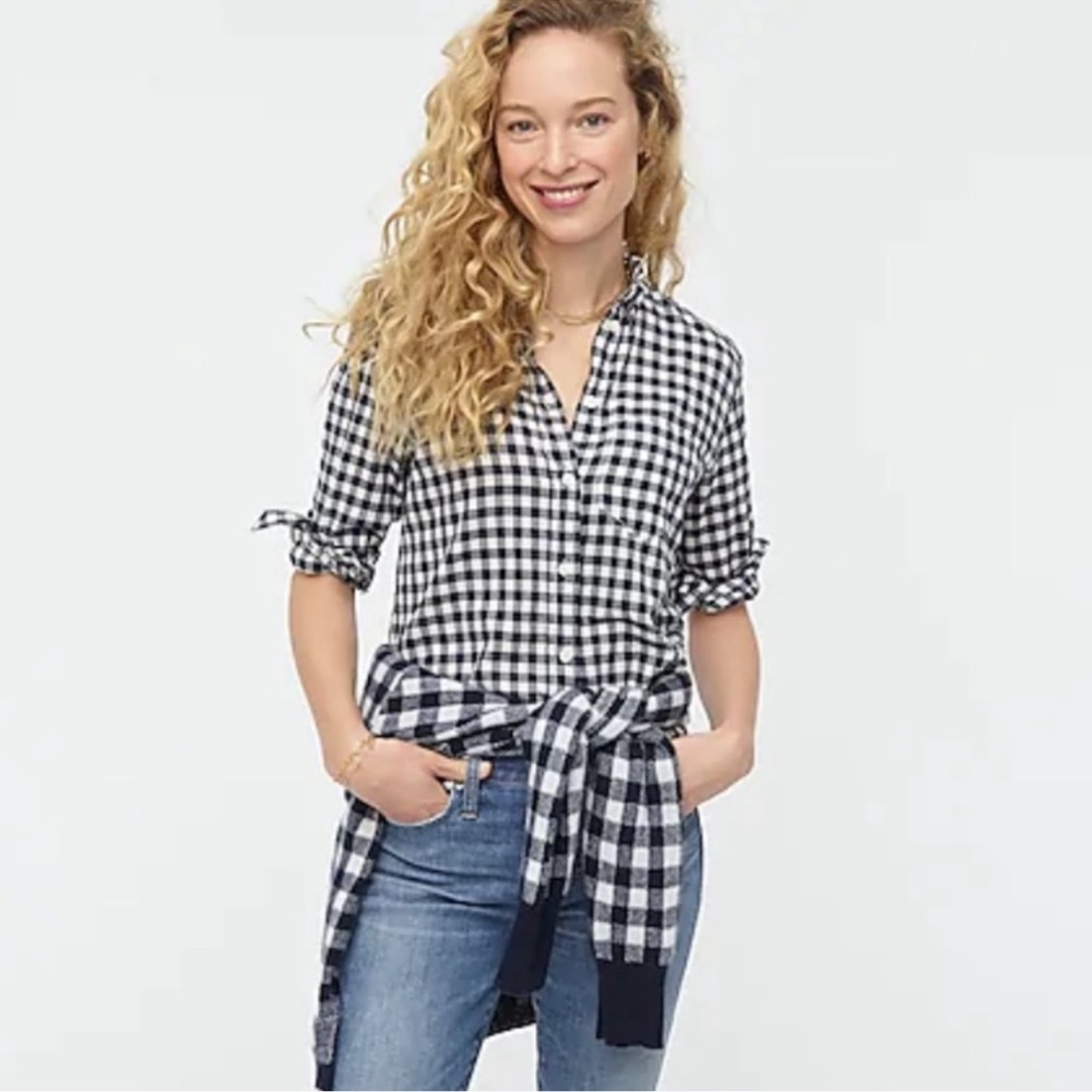 J. Crew Crinkle Boy Shirt in Black Check